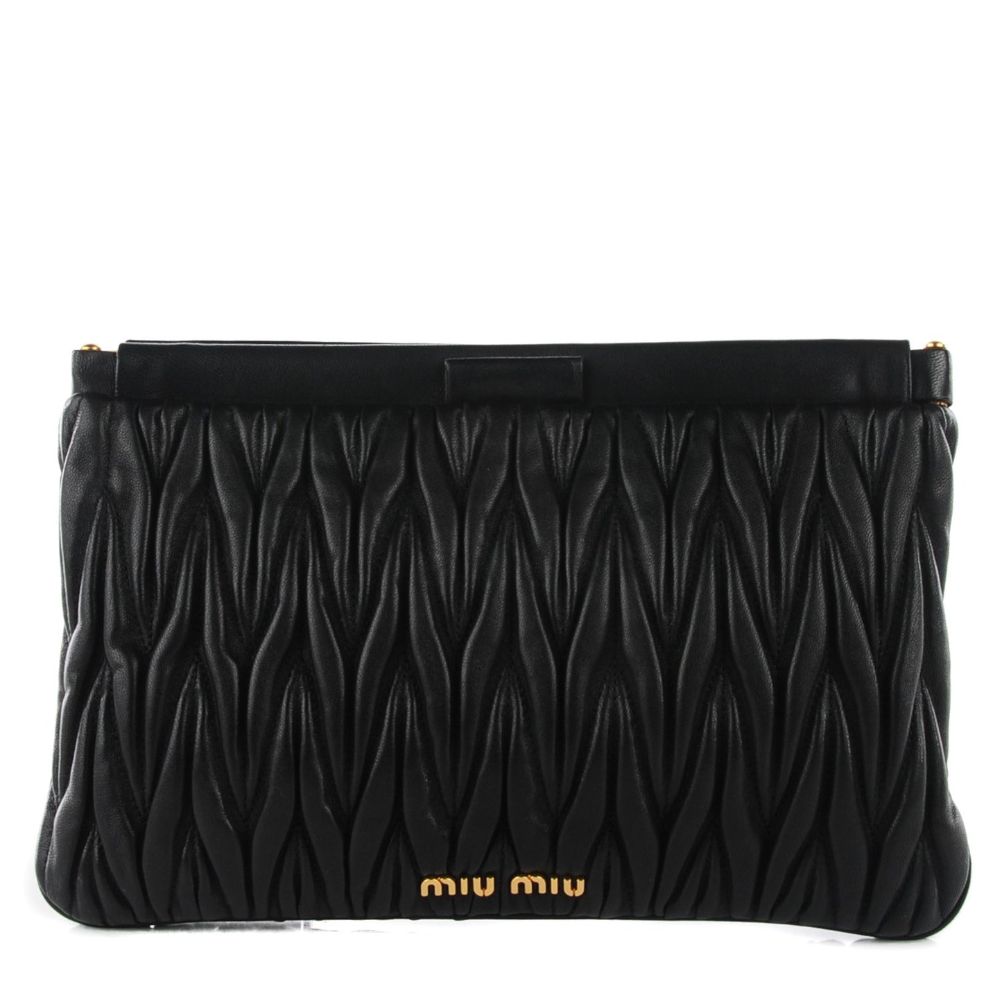 Leather Matelasse Lux Clutch Black