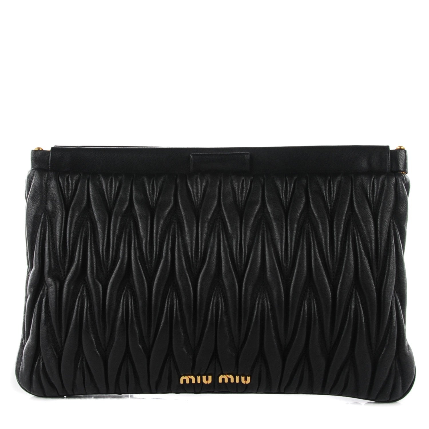 Miu Miu Leather Matelasse Lux Clutch Black 1 of 9