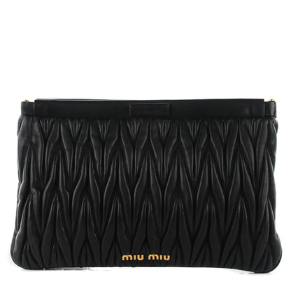 Miu Miu Leather Matelasse Lux Clutch Black 1 of 9