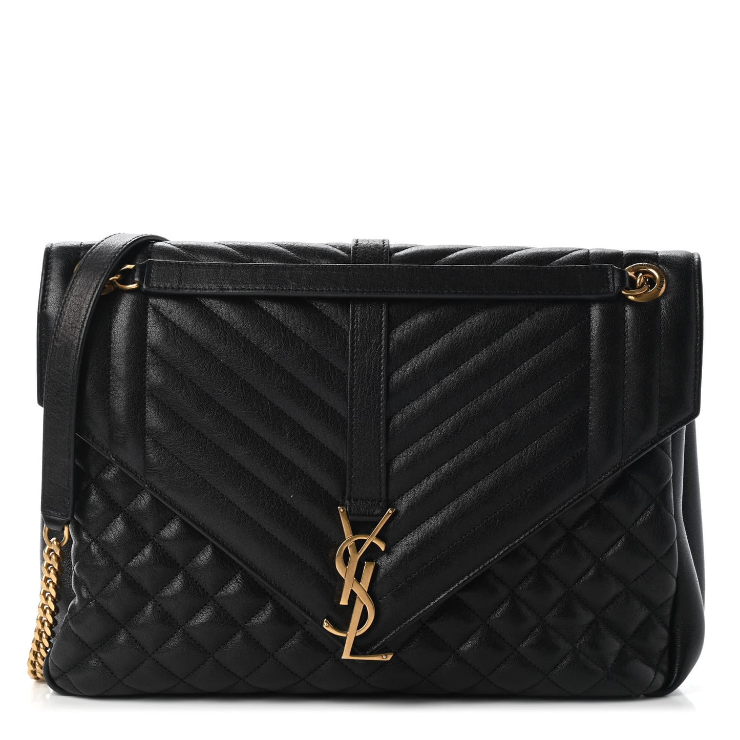 Calfskin Mixed Matelasse Triquilt Large Monogram Satchel Black