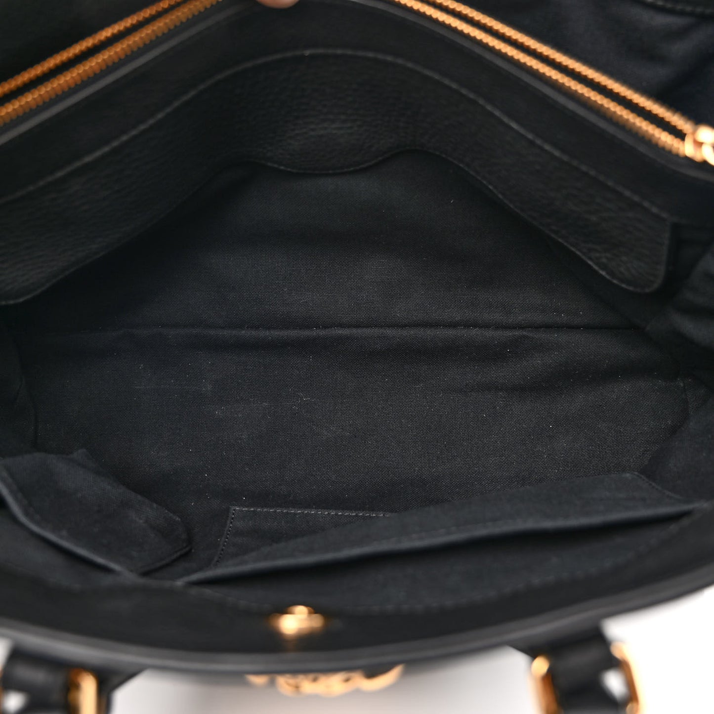 Grained Calfskin La Medusa Shopping Tote Black