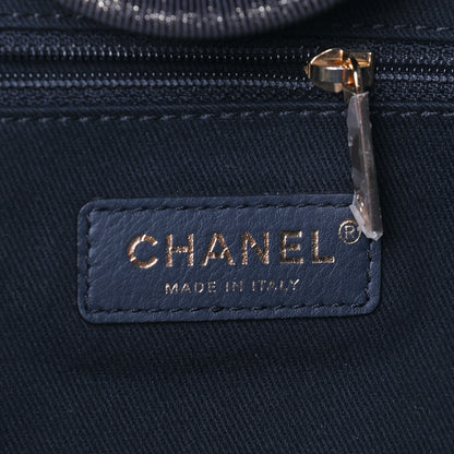 Chanel Lurex Canvas Medium Deauville Tote Navy Blue Gold 6 of 9