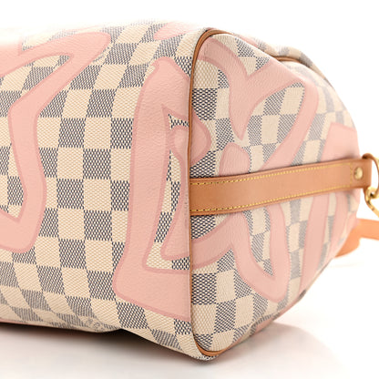 Louis Vuitton Damier Azur Tahitienne Speedy Bandouliere 30 Rose Ballerine 10 of 14