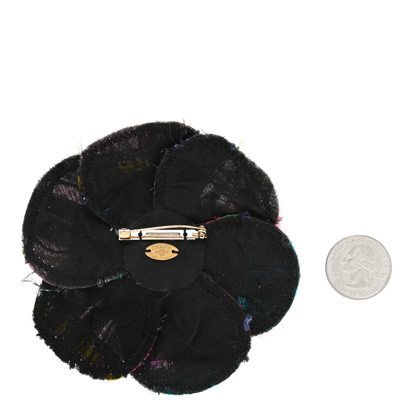 Patchwork Vinyl Camellia Pin Brooch Multicolor