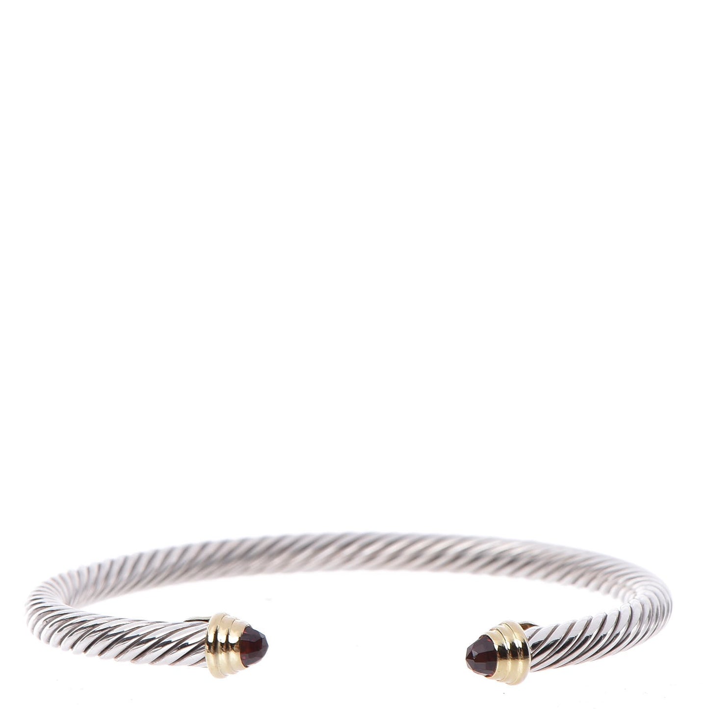 Sterling Silver 14K Yellow Gold Garnet 4mm Kids Cable Bracelet