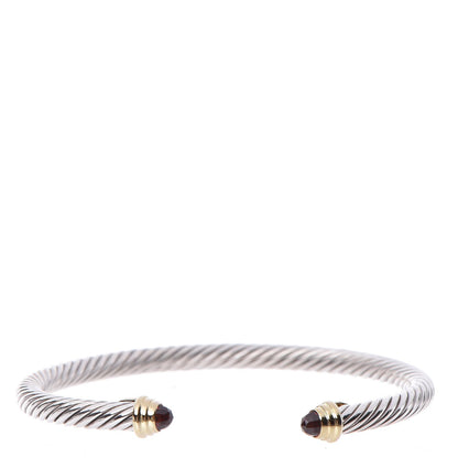 David Yurman Sterling Silver 14K Yellow Gold Garnet 4mm Kids Cable Bracelet 1 of 5