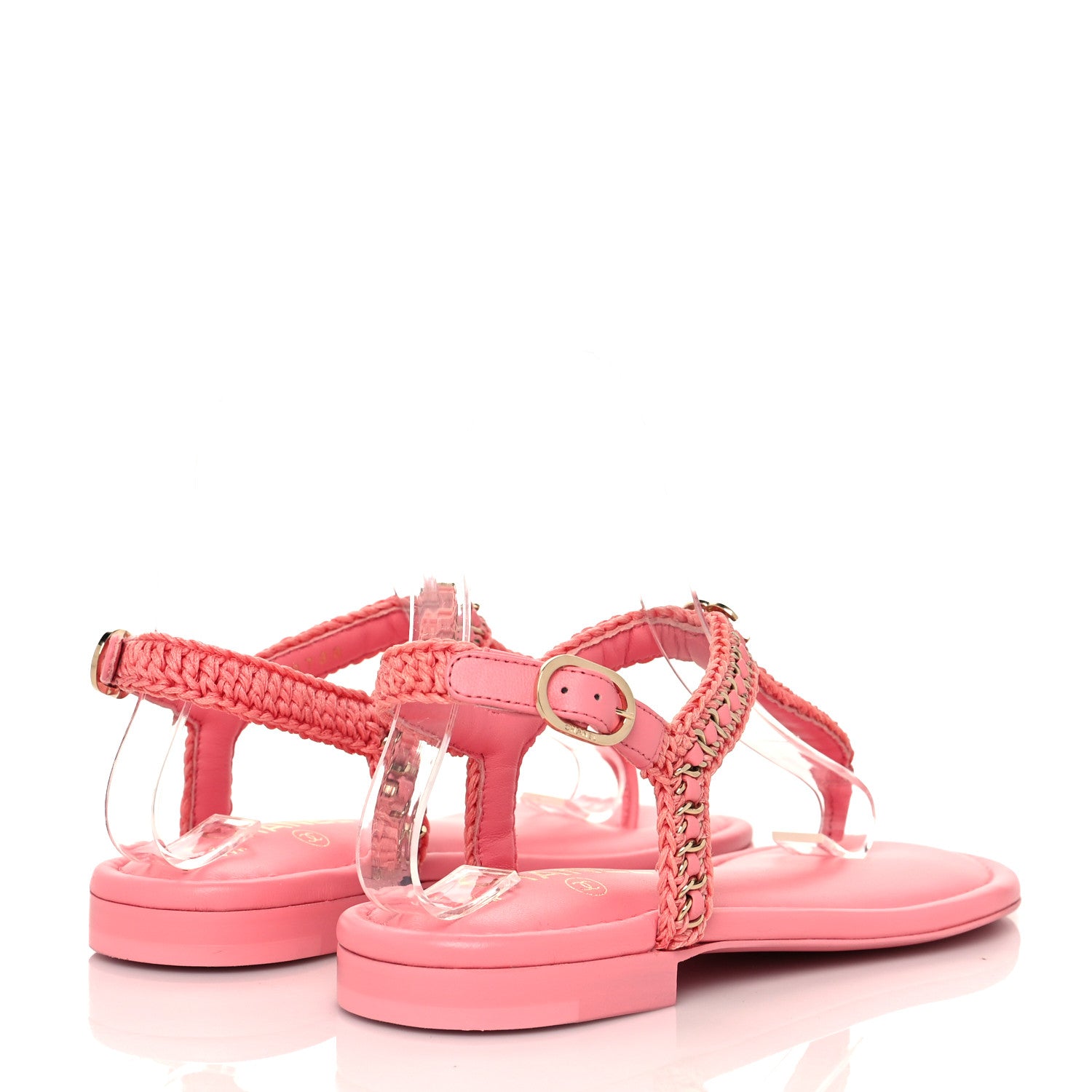 Chanel Lambskin Embroidered CC Thong Sandals 36 Pink 4 of 9