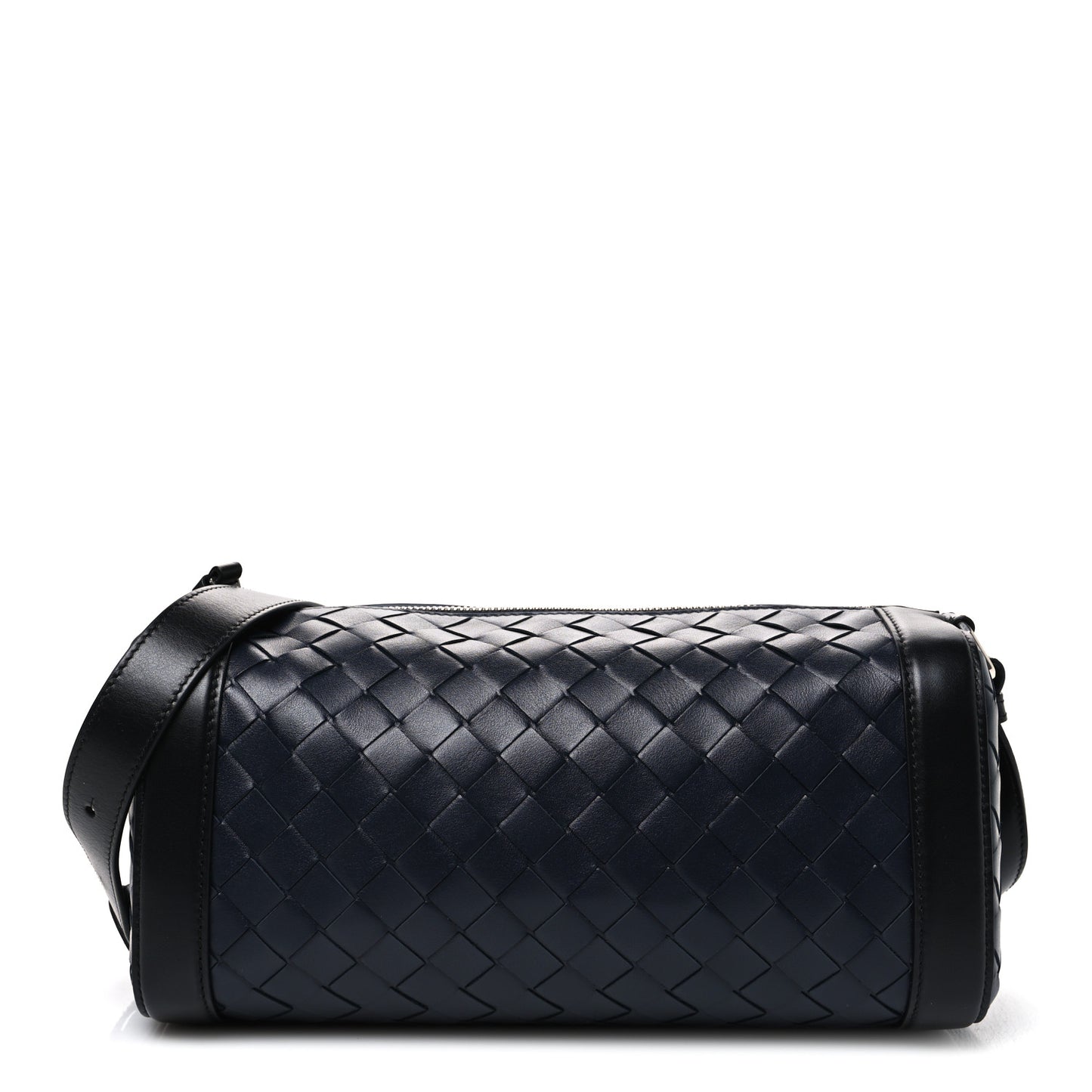 Lambskin Intrecciato Brick Messenger Bag Navy Black