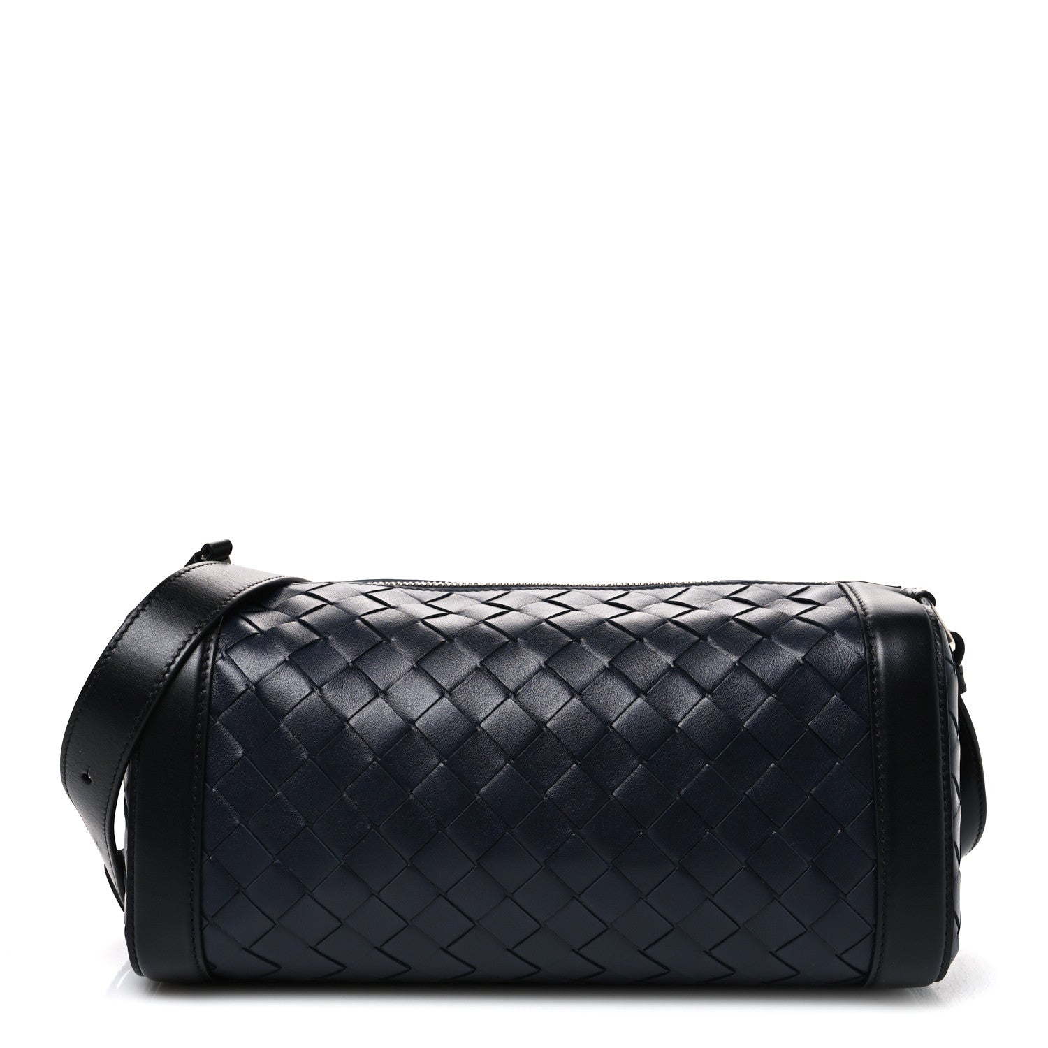 Bottega Veneta Lambskin Intrecciato Brick Messenger Bag Navy Black 1 of 11