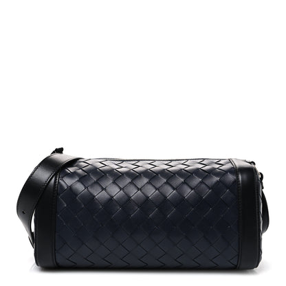 Bottega Veneta Lambskin Intrecciato Brick Messenger Bag Navy Black 1 of 11