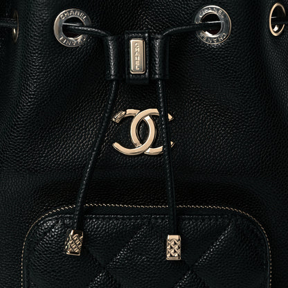 Chanel Caviar Quilted CC Pocket Bucket Bag Black 8 of 11