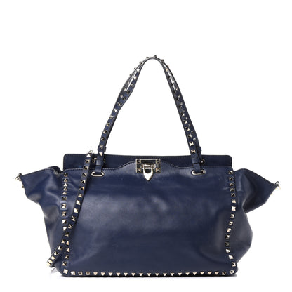 Valentino Garavani Vitello Medium Rockstud Tote Marine 1 of 5