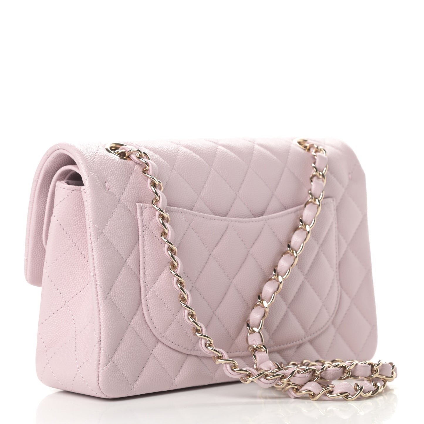 Caviar Quilted Small Double Flap Light Pink