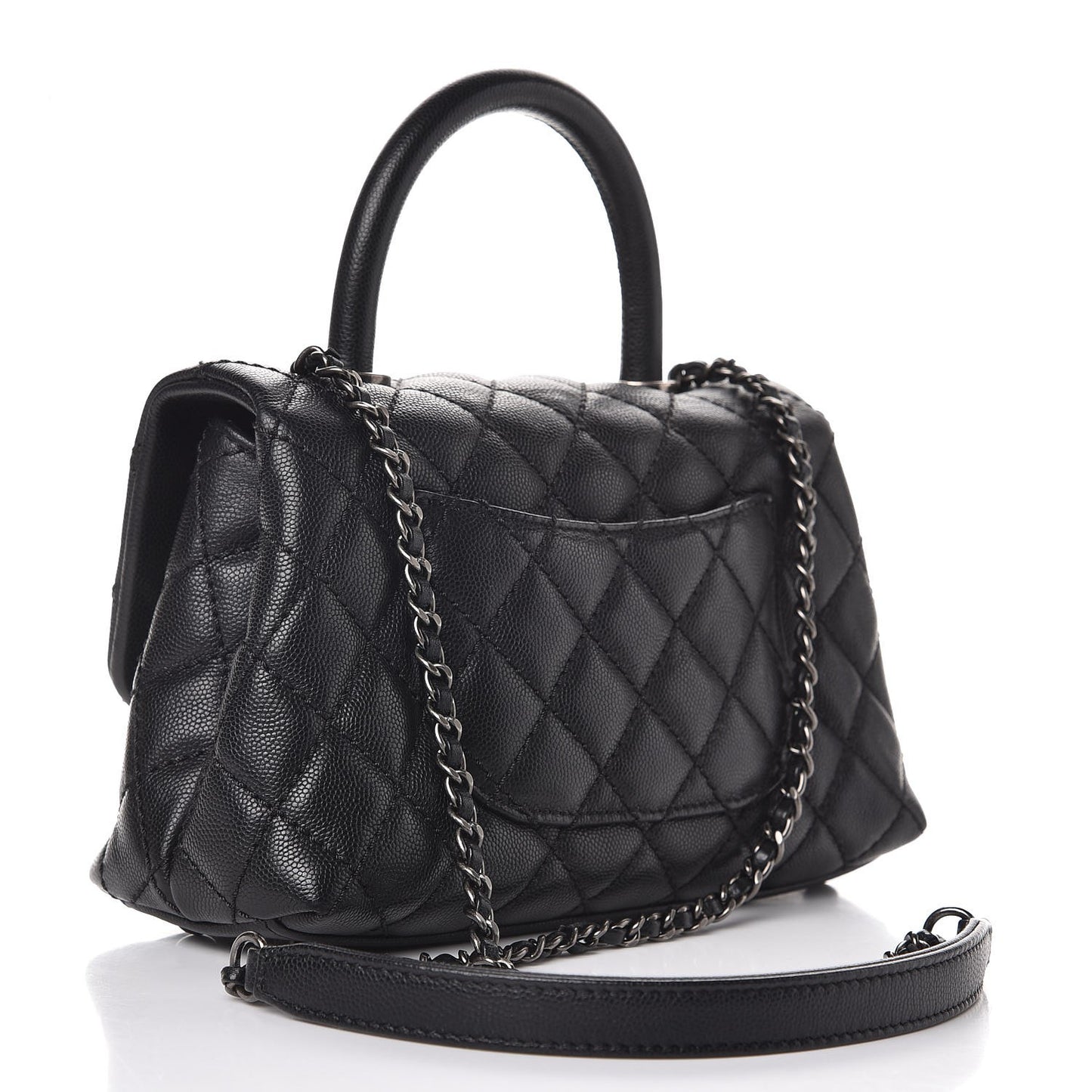 Caviar Quilted Mini Coco Handle Flap Black