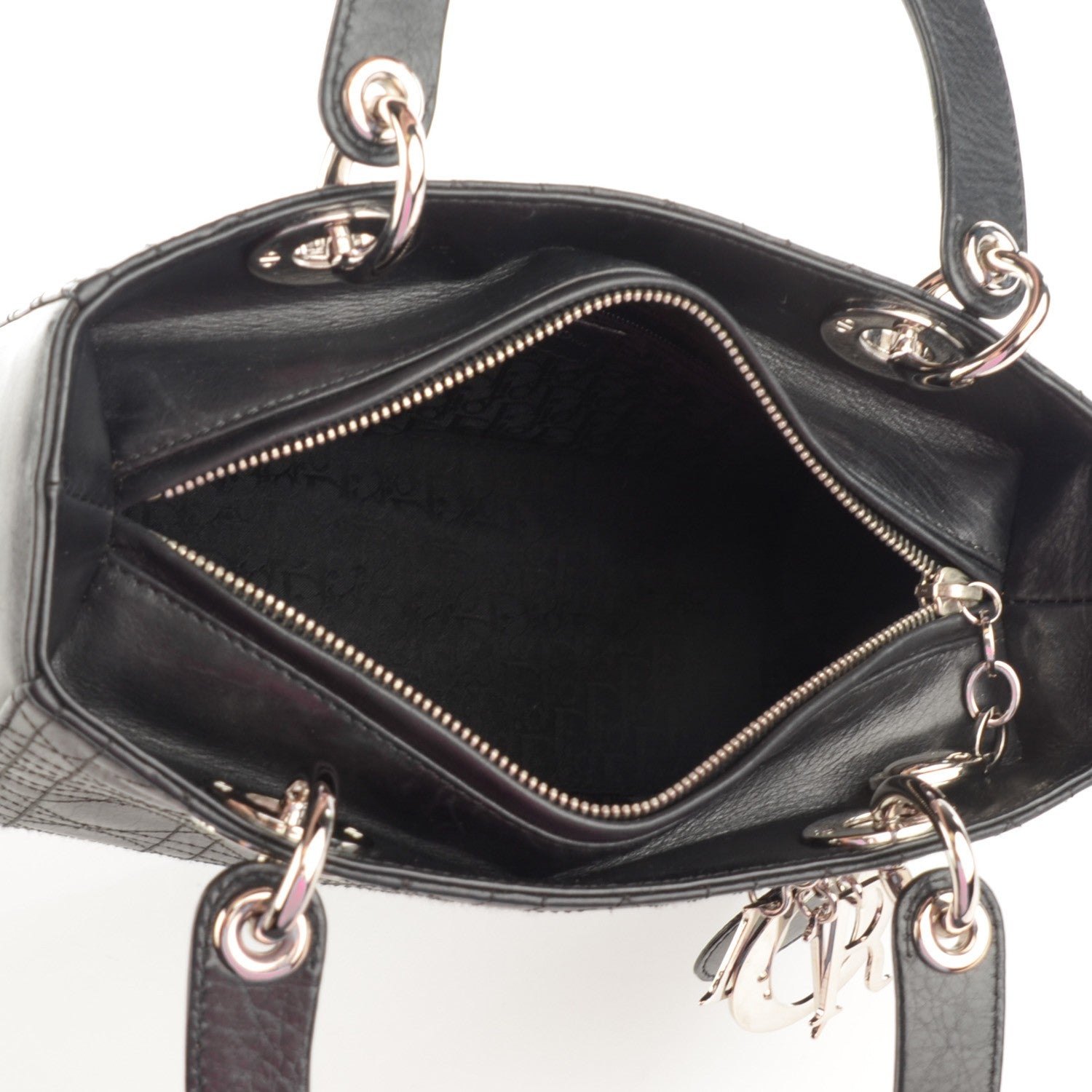 Christian Dior Calfskin Cannage Stitched Medium Lady Dior Black 5 of 7