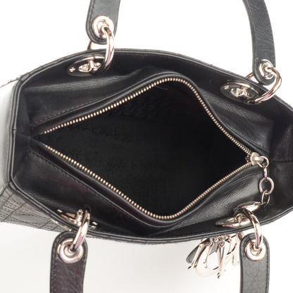 Christian Dior Calfskin Cannage Stitched Medium Lady Dior Black 5 of 7