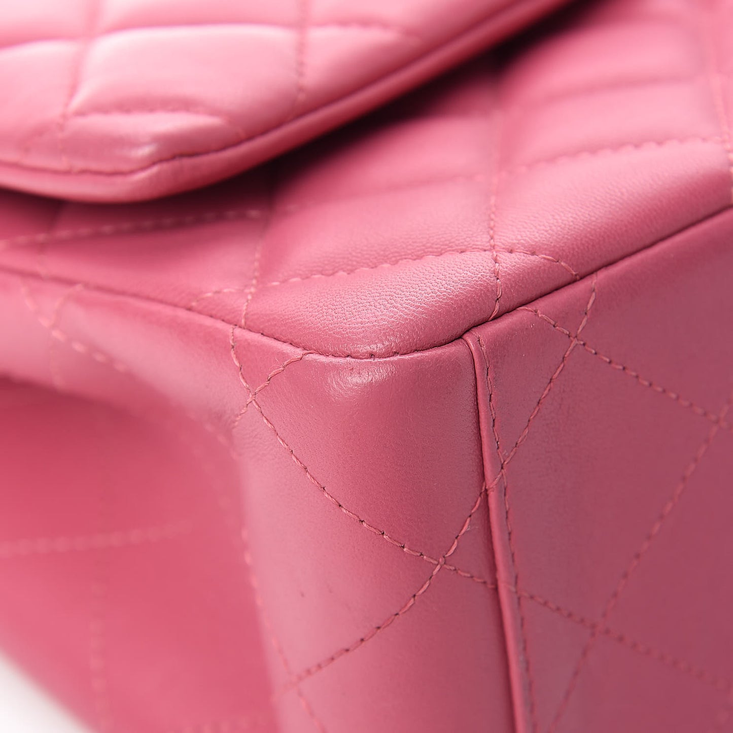 Lambskin Quilted Maxi Double Flap Dark Pink