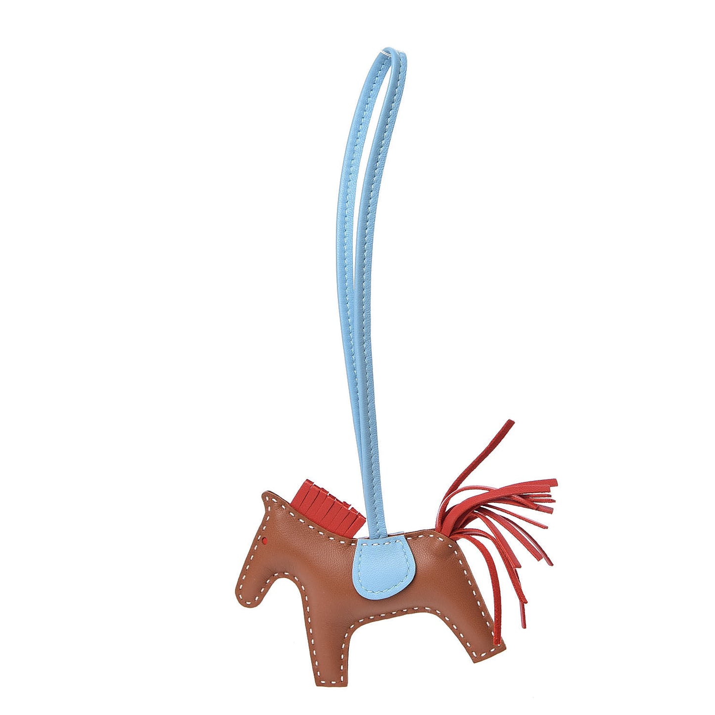 Milo Lambskin Grigri Rodeo Horse Bag Charm PM Sesame Rouge Indien Celeste