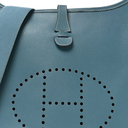 Hermes Taurillon Clemence Evelyne II PM Blue Jean 7 of 9