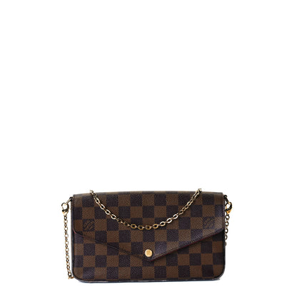 Louis Vuitton Damier Ebene Pochette Felicie Chain Wallet 1 of 9