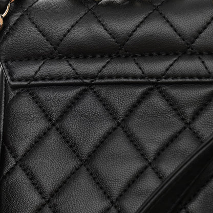 Chanel Lambskin Quilted Small Duma Drawstring Backpack Black 11 of 11