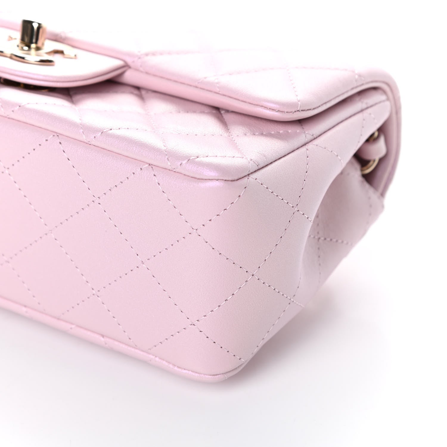 Chanel Iridescent Calfskin Quilted Mini Rectangular Flap Light Pink 9 of 9