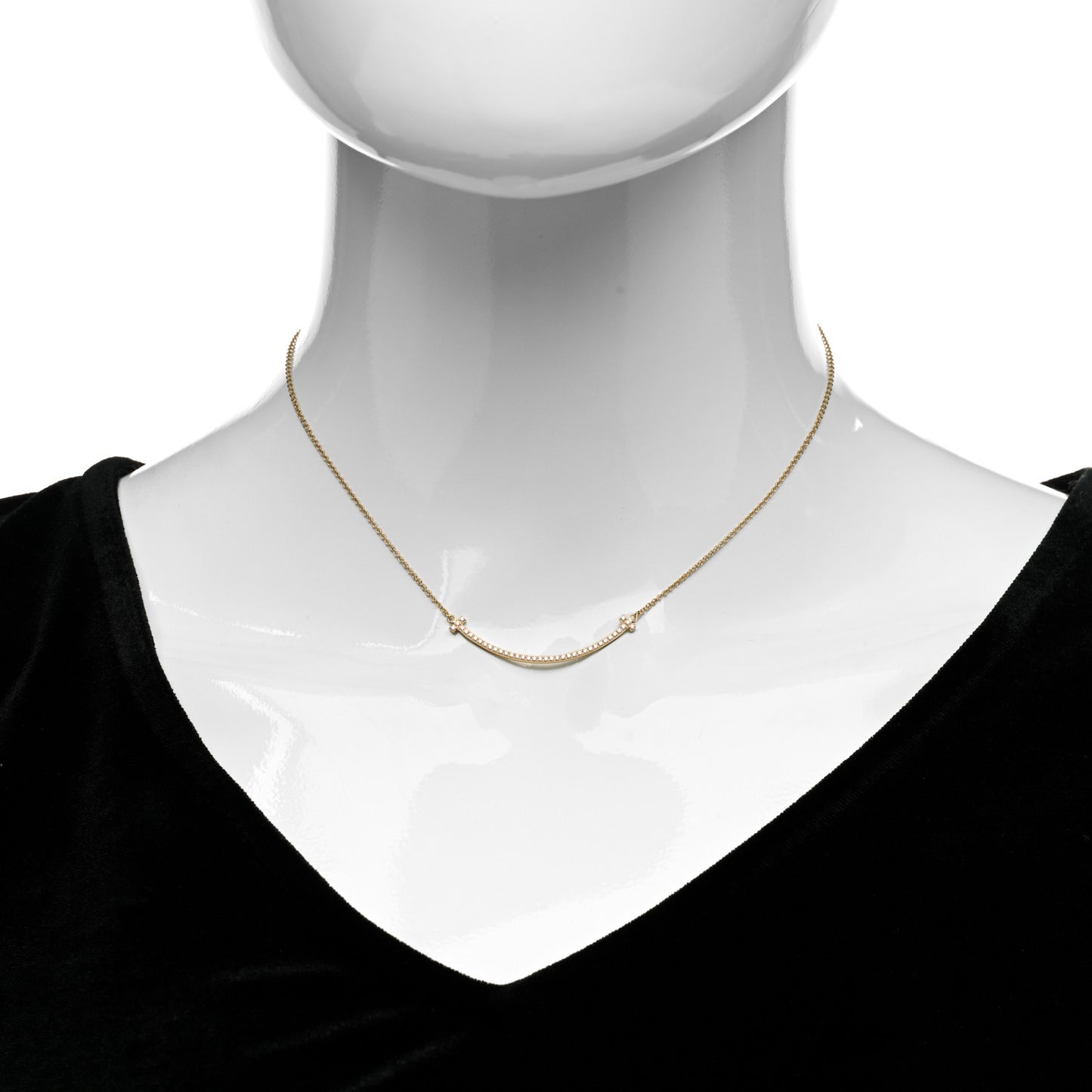 18K Rose Gold Diamond Small T Smile Pendant Necklace