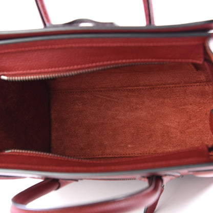 Celine Drummed Calfskin Nano Luggage Merlot 4 of 9