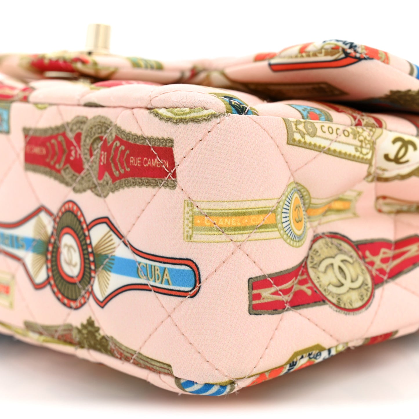 Satin Paris Cuba Cigare Print Mini Flap Pink