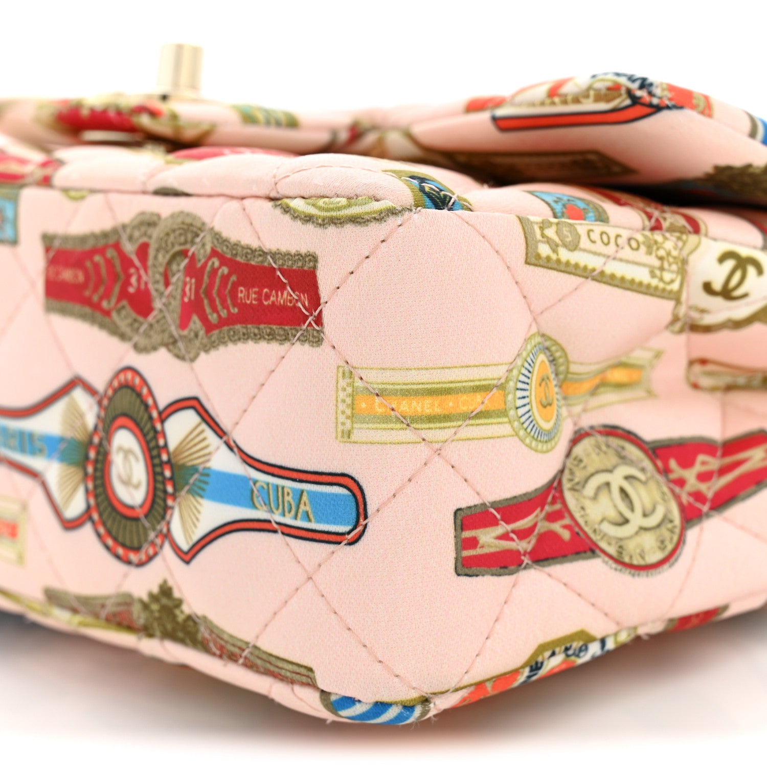 Chanel Satin Paris Cuba Cigare Print Mini Flap Pink 10 of 10