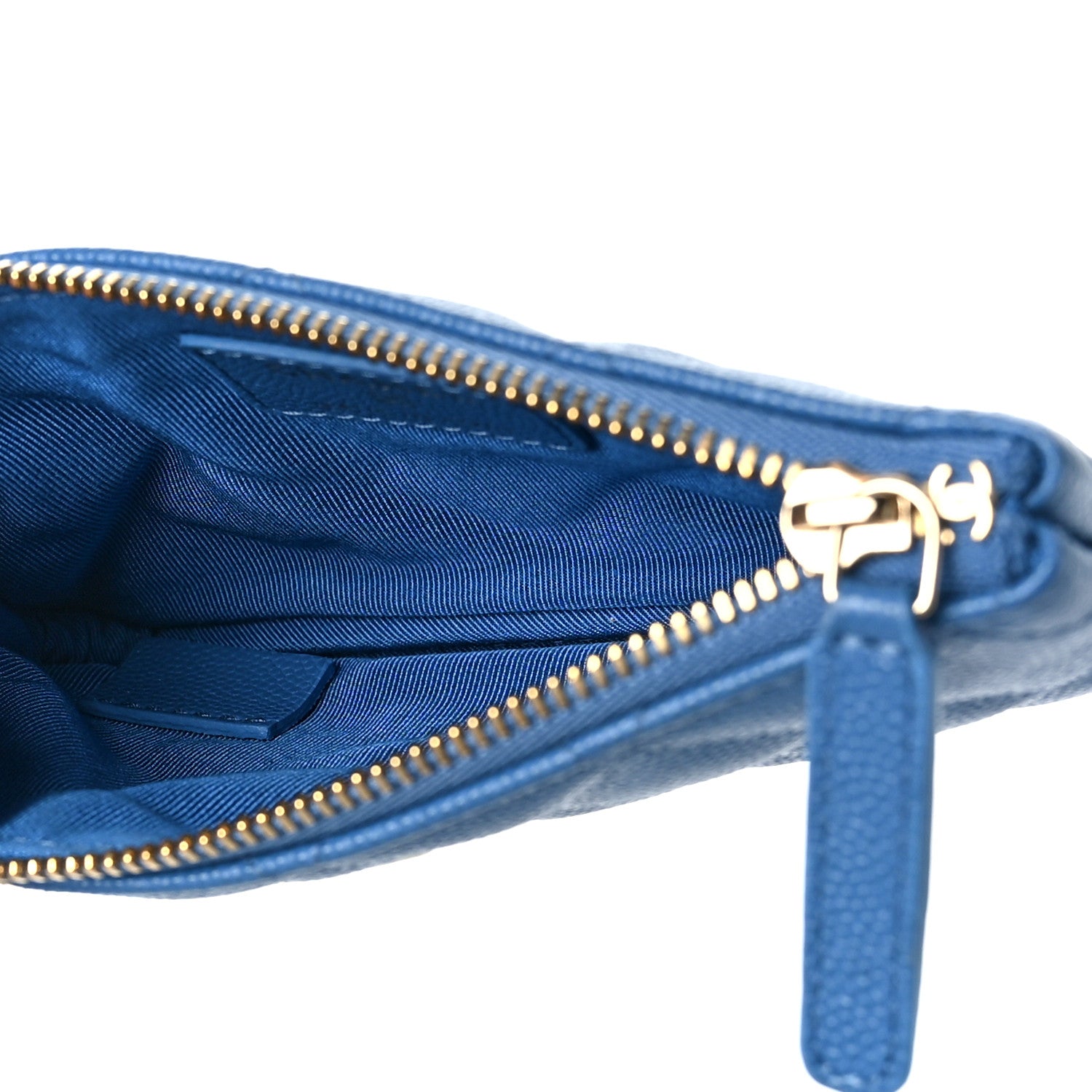 Chanel Caviar Quilted Small Cosmetic Case Blue 5 of 9