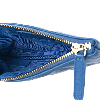 Chanel Caviar Quilted Small Cosmetic Case Blue 5 of 9