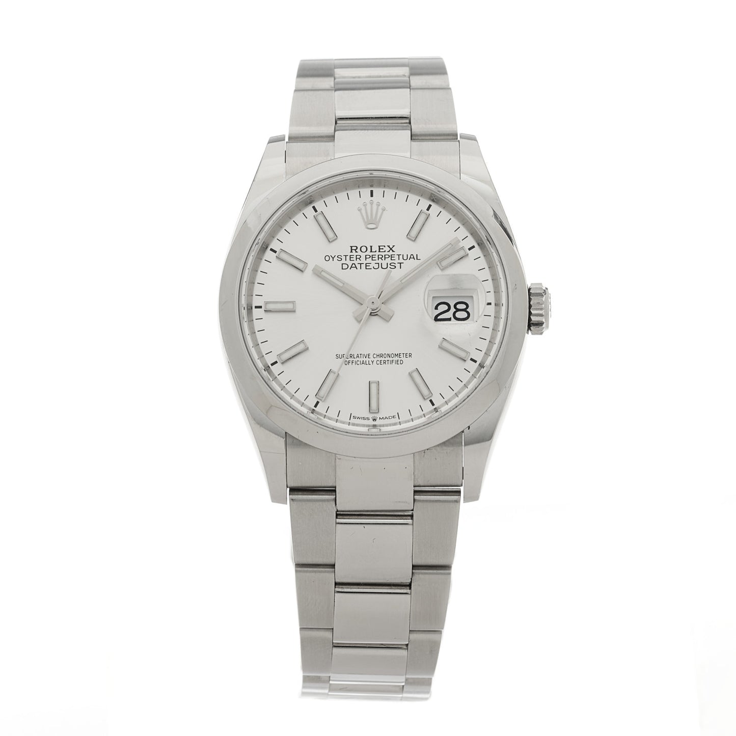 Stainless Steel 36mm Oyster Perpetual Datejust Watch Silver 126200