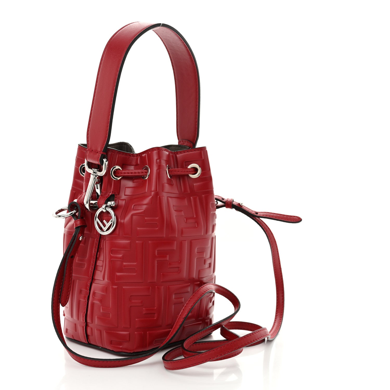 Fendi Vitello Liberty F is Fendi FF 1974 Embossed Mini Mon Tresor Bucket Bag Fragola 3 of 11