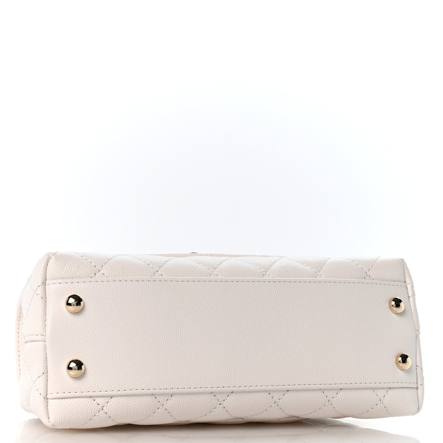 Caviar Quilted Mini Coco Handle Flap White