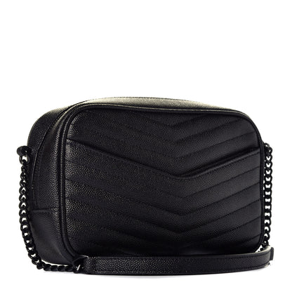 Saint Laurent Grain De Poudre Matelasse Monogram Mini Lou Camera Bag Black 3 of 9