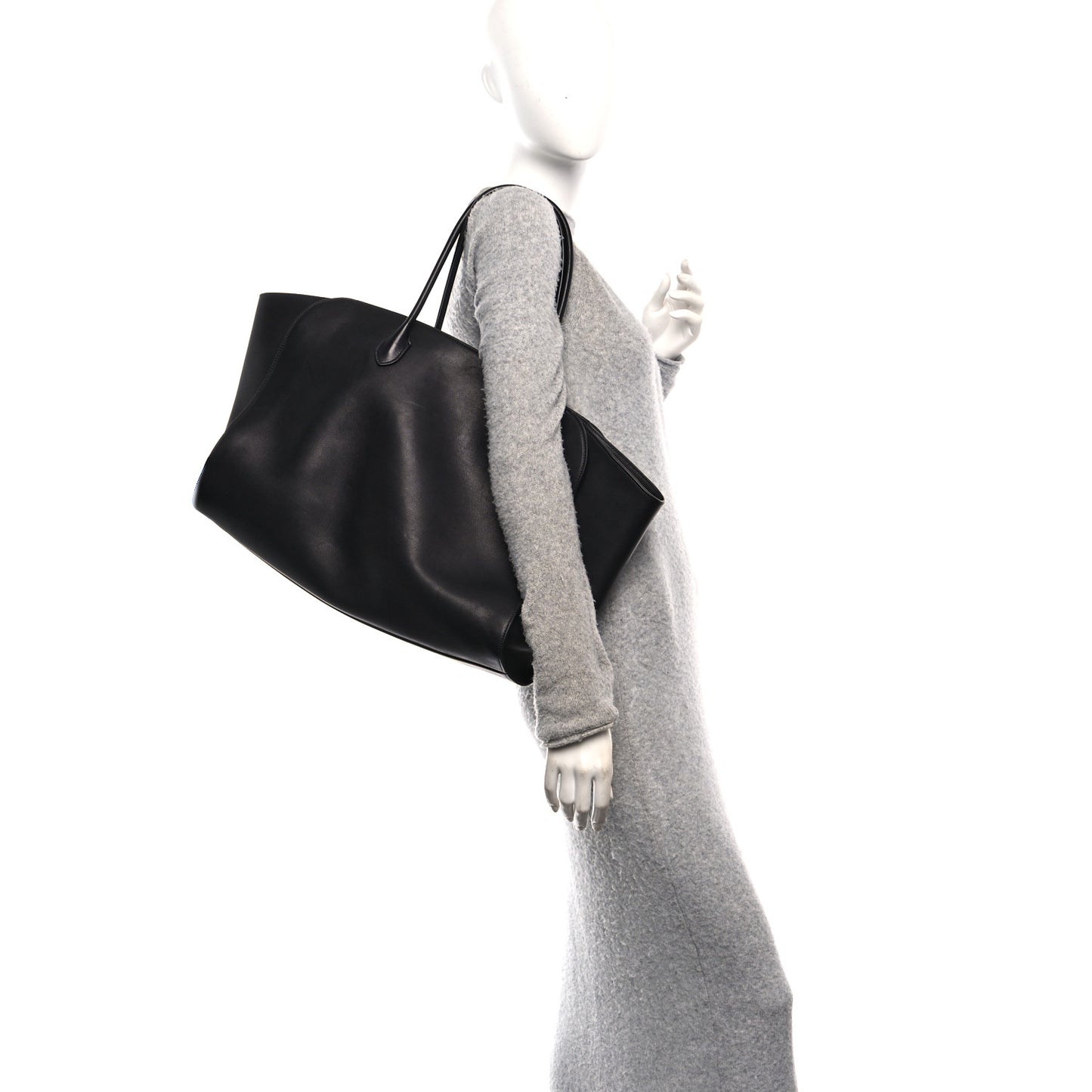 Polished Saddle Calfskin Marlo Tote Bag Black