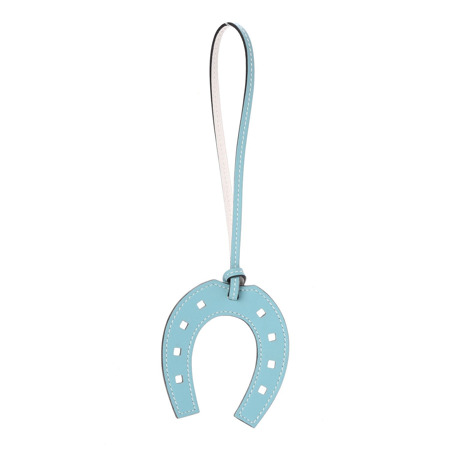 Hermes Swift Paddock Horseshoe Bag Charm Bleu Atoll White 1 of 3
