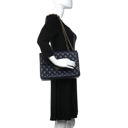 Chanel Caviar Quilted Jumbo Single Flap Navy 2 of 12