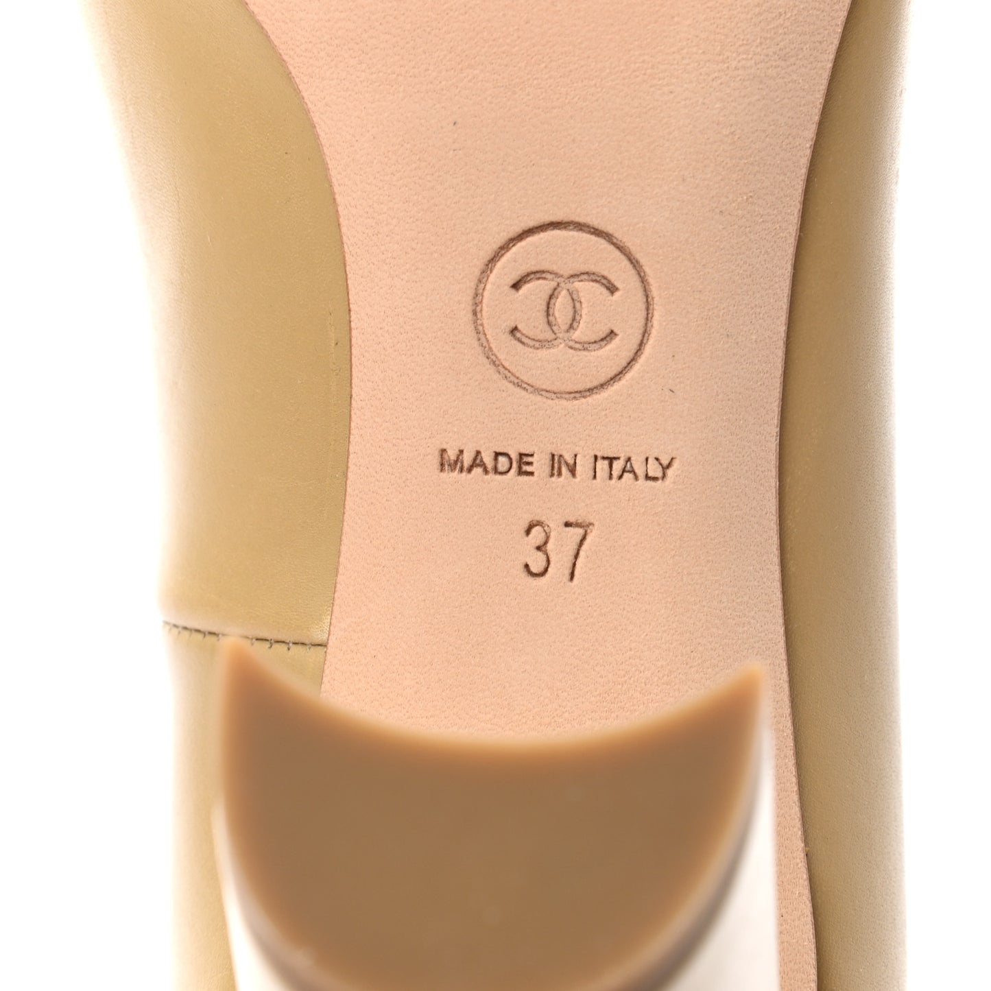 Calfskin Peep Toe CC Pumps 37 Beige