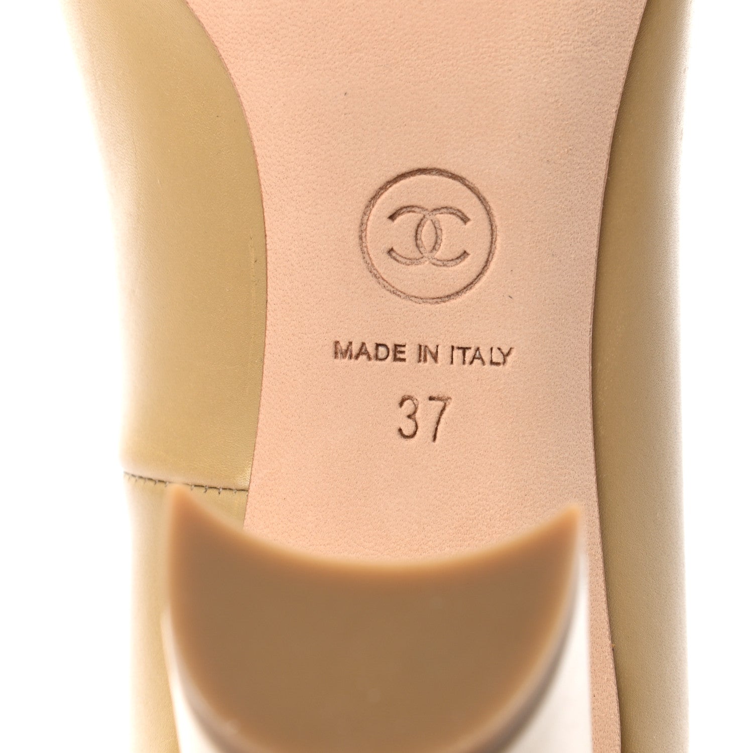 Chanel Calfskin Peep Toe CC Pumps 37 Beige 7 of 9