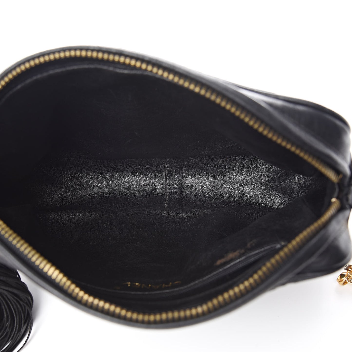 Lambskin Quilted CC Tassel Camera Case Black