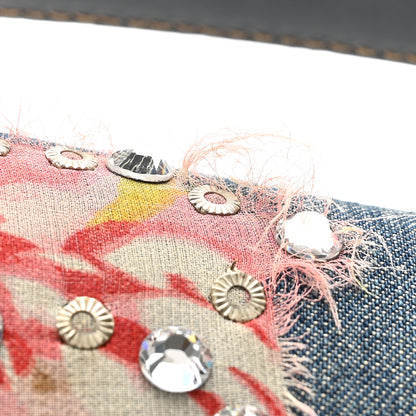 Christian Dior Denim Crystal Floral Embroidered Saddle Bag Multicolor 11 of 13