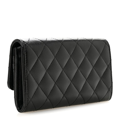 Chanel Caviar Quilted Crystal CC Large Gusset Flap Wallet Black 3 of 9