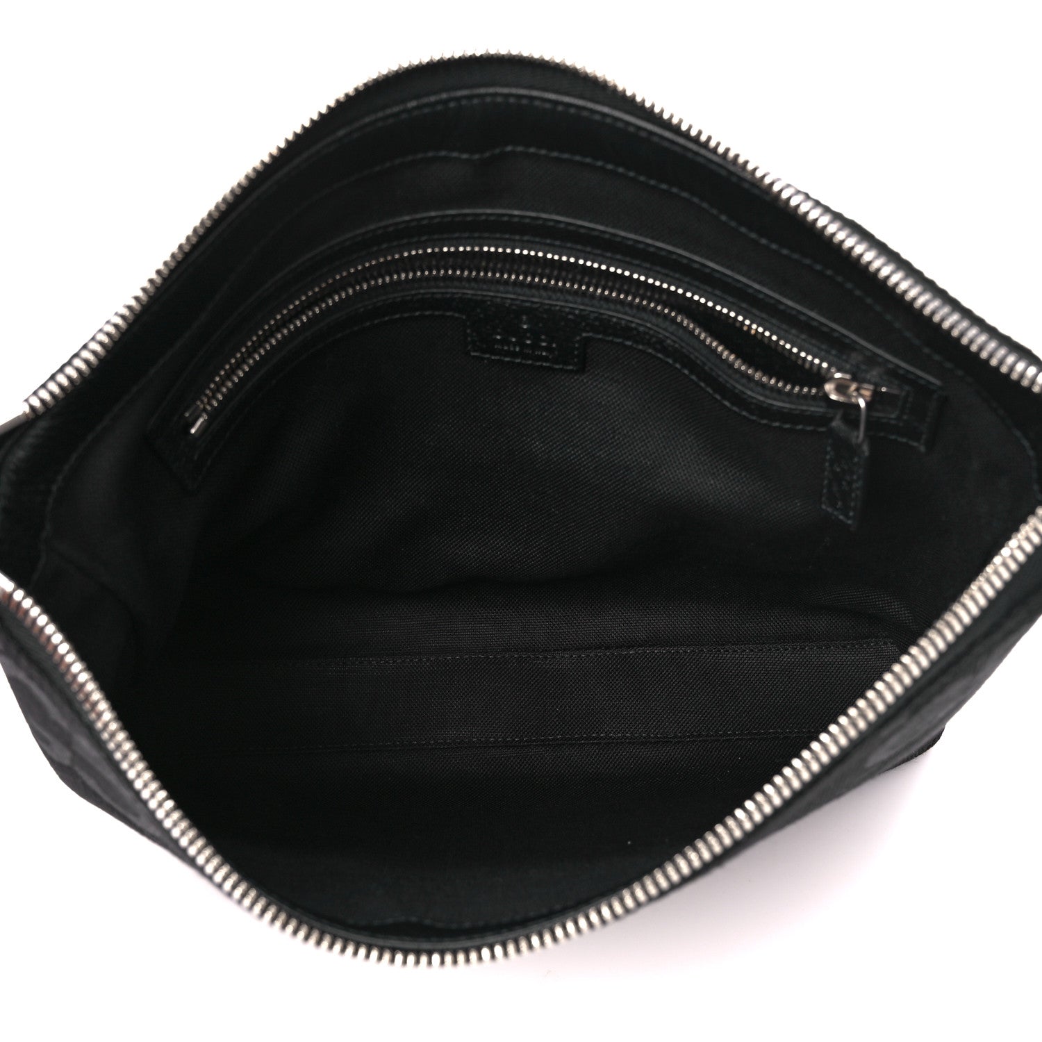 Gucci Monogram Jumbo GG Textured Dollar Calfskin Wristlet Messenger Bag Black 5 of 10