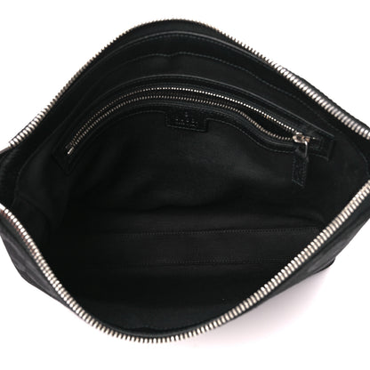 Gucci Monogram Jumbo GG Textured Dollar Calfskin Wristlet Messenger Bag Black 5 of 10