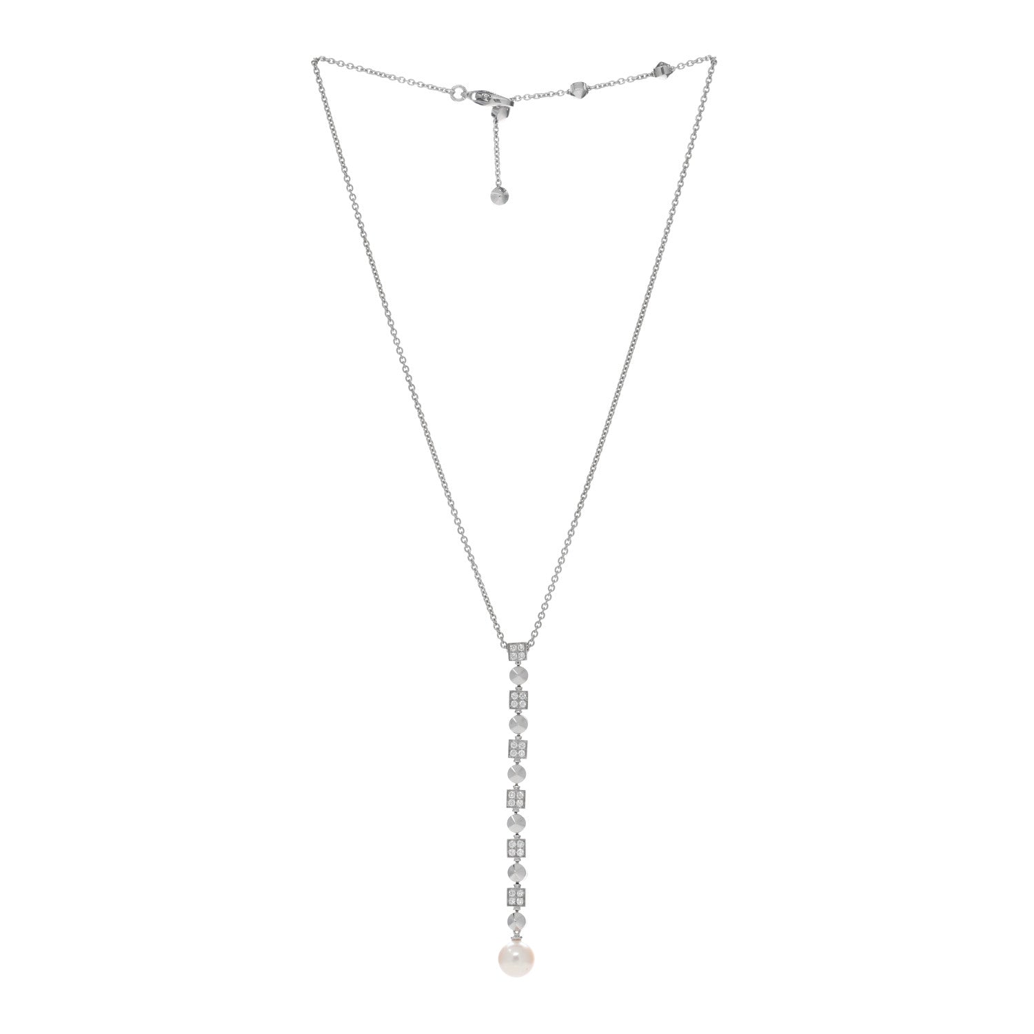 Bulgari 18K White Gold Diamond Pearl Lucea Necklace 2 of 4