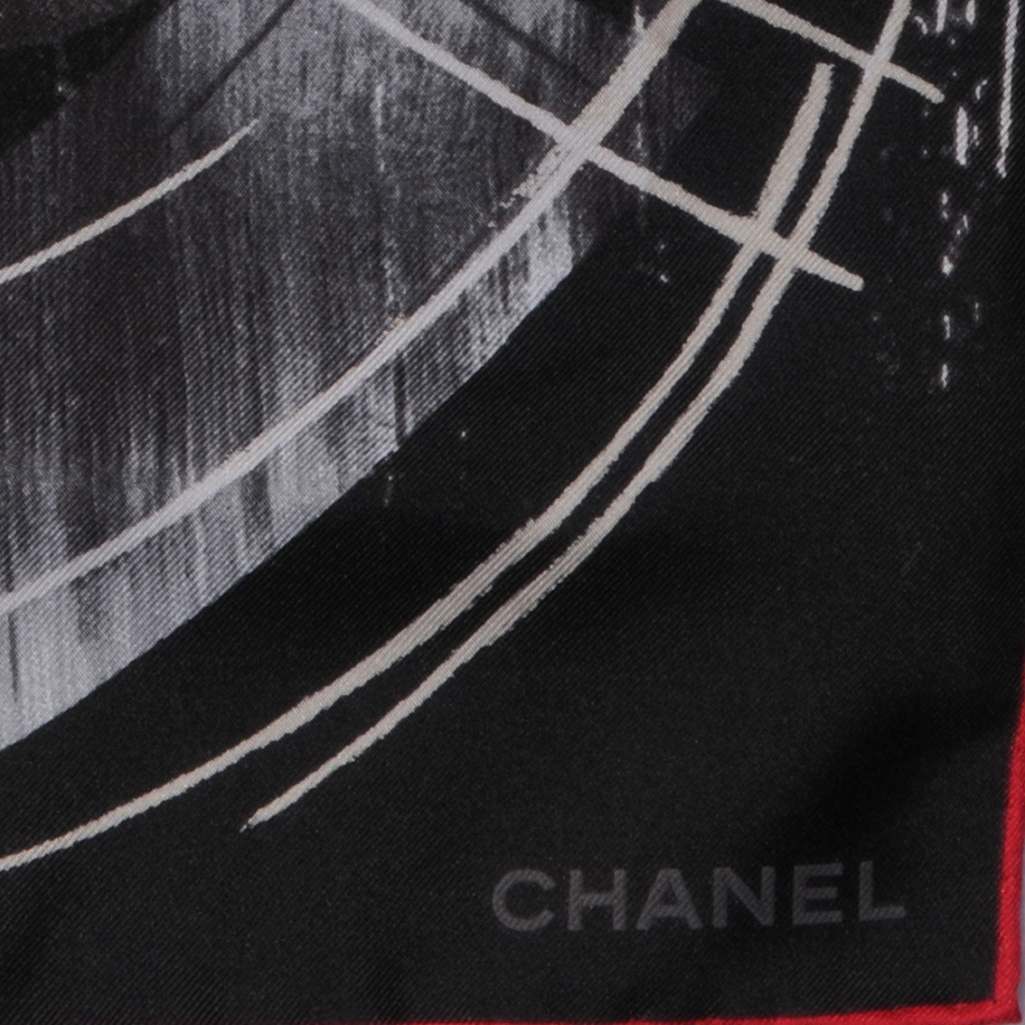 Chanel Silk Camellia CC Pearl Scarf Black 3 of 5