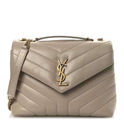 Saint Laurent Calfskin Y Quilted Monogram Small Loulou Chain Satchel Dark Beige 7 of 10
