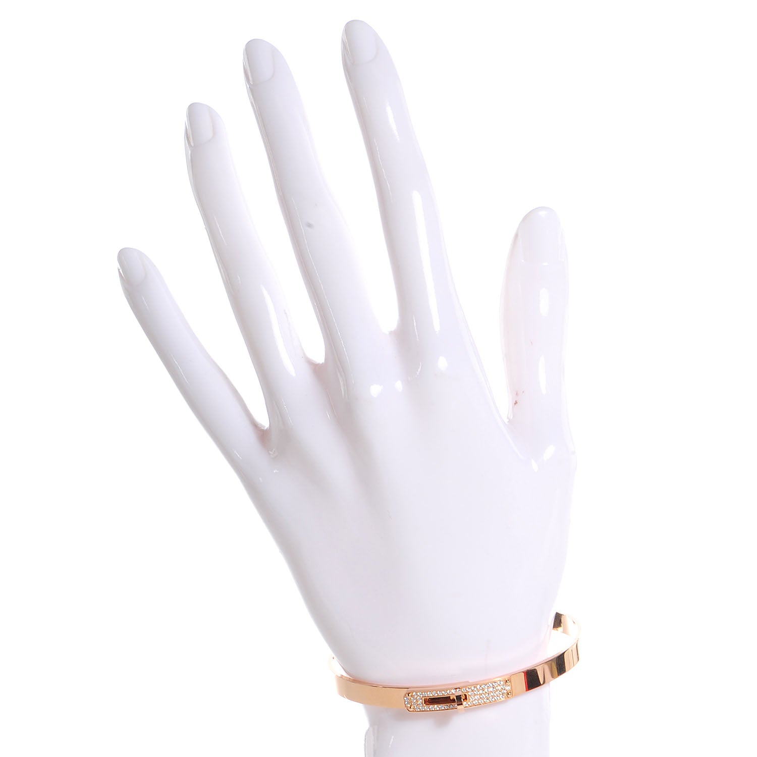 Hermes 18k Rose Gold Kelly Diamond Bangle Large 2 of 6